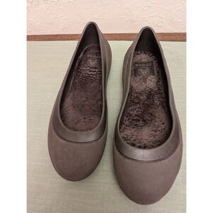 Crocs Alice Work Espresso Brown Faux Fur Lined Flats Womens Size 7 Slip On Shoes